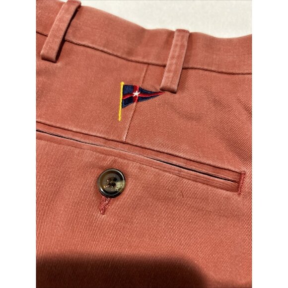 Berle 24357 Flag Red Brick 36 34 Flat Front Chino Preppy Pants Washed Cotton New - Picture 6 of 11